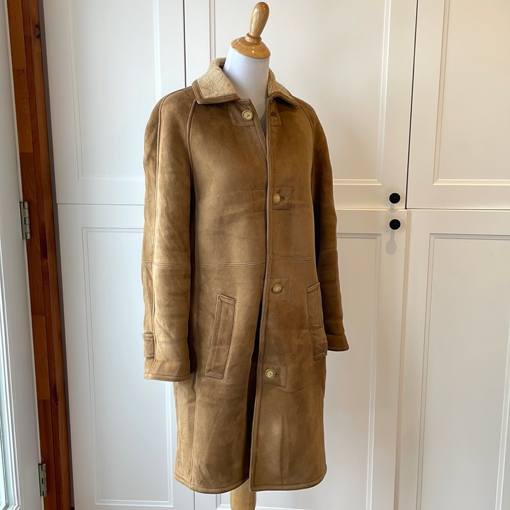 RALPH LAUREN Black Label Shearling Tan Leather jacket, Size 10 - Picture 5 of 16